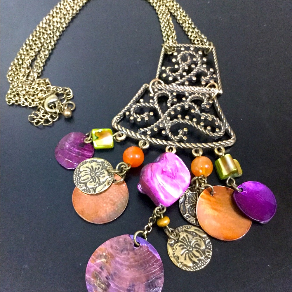 Multi colored bohemian necklace